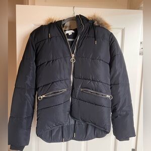 Topshop Puffer Jacket w/ Removable Fur Hood